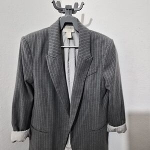 H&M Gray Pinstripe Blazer Jacket